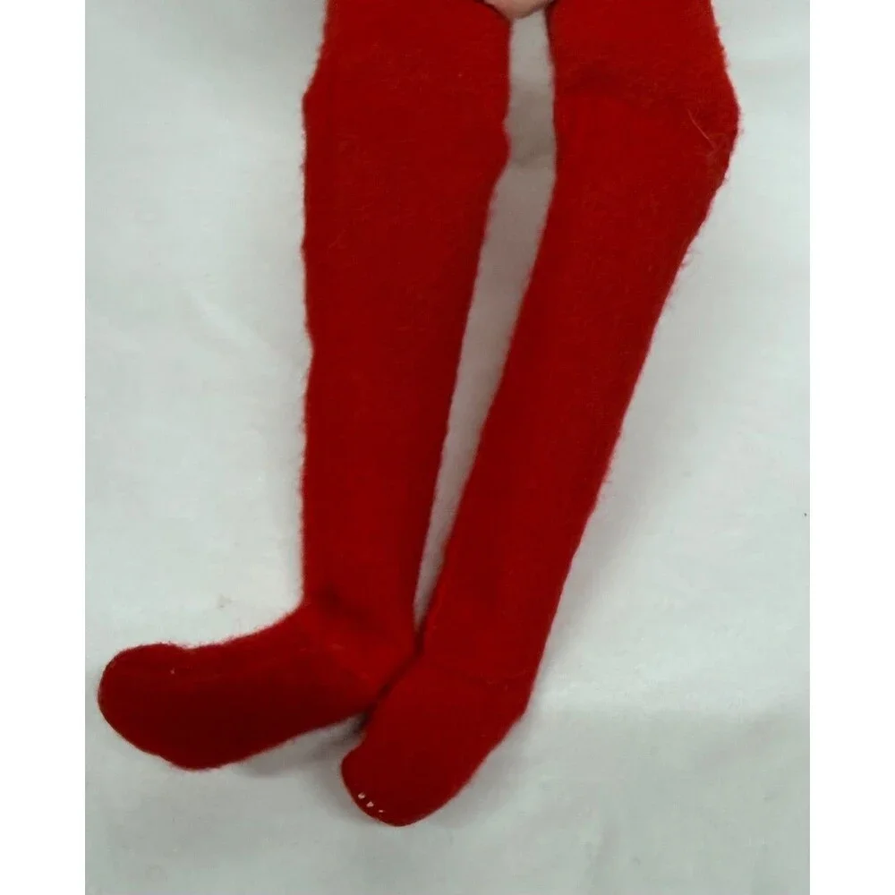 Vtg Knee Hugger Elf Large Pointy Ears 8” Japan Red Suit Blue Eyes